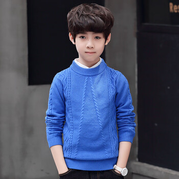 童装男童毛衣加厚儿童圆领针织衫2018秋冬新款中大童打底衫纯色韩版潮