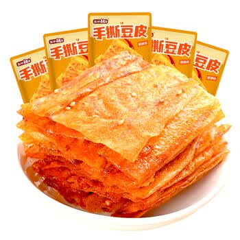 盐津铺子豆皮辣条麻辣片小零食小吃手撕豆皮网红零食即食10包 香辣味 117g 香辣味豆皮-约10包 117g