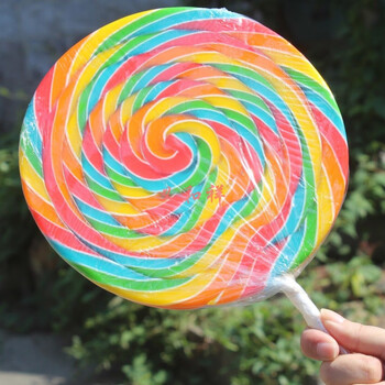 500克彩虹七彩超大棒棒糖糖果创意零食礼盒500克彩色综合味手提袋蝴蝶