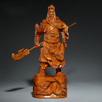 二爷大号人物工艺品武财神关羽像客厅 黄花梨整木精雕高180cm【圆木】