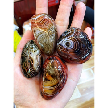 韩莹(koreing) 缠丝玛瑙精品把玩件 雨花石原石精品缠丝玛瑙天然石