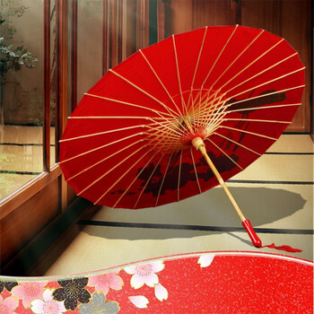 旗袍伞走秀红色油纸伞汉服女雨古风流苏古典中国风古装实用82cm红色