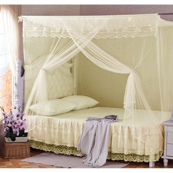 德国品质穿竹杆蚊帐18双人床蚊老式方顶蚊帐上下铺文章1215米黄色防尘