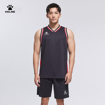 kelme卡尔美篮球服男夏季套装双面印制diy定制全套透气球衣黑色8252lb