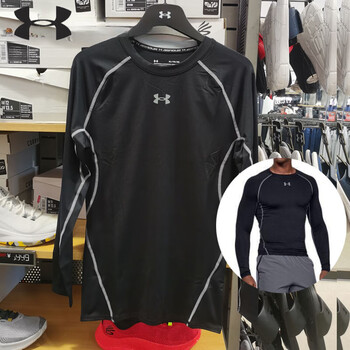 安德玛underarmouruaheatgear男子健身跑步训练速干运动长袖紧身衣