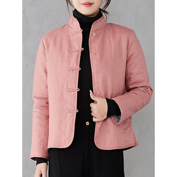 花棉袄女中国风加厚宽松显瘦冬季中国风棉盘扣棉袄中式棉衣禅意女装茶