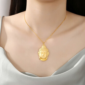 som老凤凰足金999金佛吊坠男佛头黄金项链如来挂坠颈链女送情侣同款