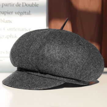 禾佳成老人毛呢八角帽百帽王中老年八角帽冬羊毛呢贝雷帽老人画家帽