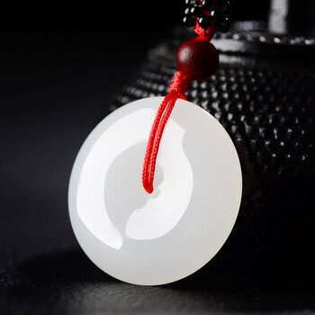 ckae 和田玉羊脂玉平安扣吊坠男女款羊脂白玉平安扣玉石玉佩项 羊脂玉