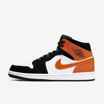 耐克 nike air jordan 1 mid aj1黑橙扣碎籃板男女款中幫 運動籃球鞋