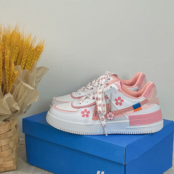 回力ow联名樱花aj男女鞋2022新款秋季空军一号高帮运动休闲鞋板鞋622