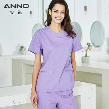 安诺 Anno 手术服洗手衣手术衣医护面料修身版医生服护士服手术室隔离衣可定制印花绣花紫色xl 图片价格品牌报价 京东
