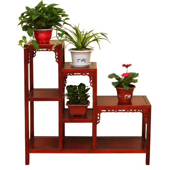 东方榆 花架实木客厅多层木质工艺品架落地室内阳台仿古吊篮盆景架