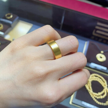 定岁黄金戒指男女款情侣一对999足金光面素圈开口实心结婚对戒情人节