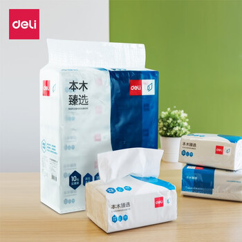 得力（deli） 卫生纸 擦手纸卷纸面巾纸抽取式 卷纸 10包/提-MR2150-01