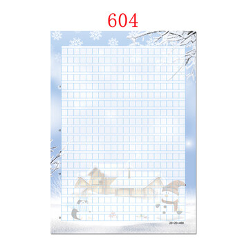 个性a4彩色作文纸400格信纸学生花纹带图案稿纸可打印卡通方格纸 604