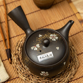 K-UNINGK-UNING日本原装进口茶壶带滤网复古手工泡茶壶大容量急须侧把壶 樱花黑 280ml
