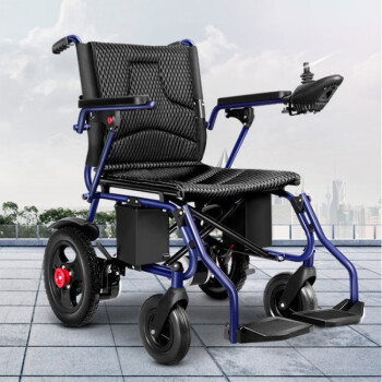 折叠轮椅 小型2用防扎遛弯车 蓝色 12a铅酸续航10