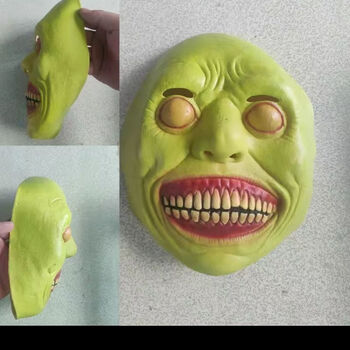 2022年新款万圣节面具cos驱魔人恐怖微笑白眼恶魔面具人工厂 绿脸面具