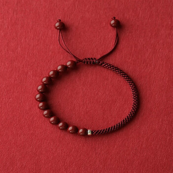 砂朱砂手绳手工编织手链男女款复古国潮情侣转运首饰女款红绳可调节款