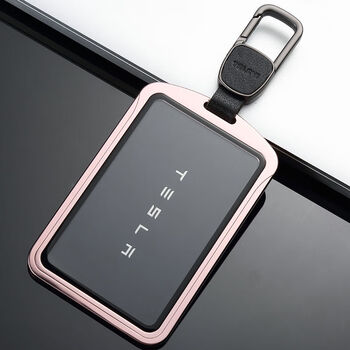 tesla特斯拉model3钥匙套model3卡片钥匙包金属壳扣汽车卡套玫瑰金挂