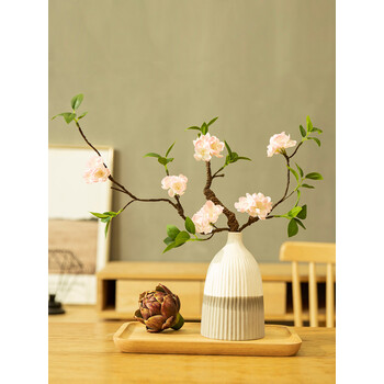 日系腊梅仿花束绢樱花树枝中式茶几假花插花瓶摆件家居装饰禅意花瓶 玫红 2枝 图片价格品牌报价 京东