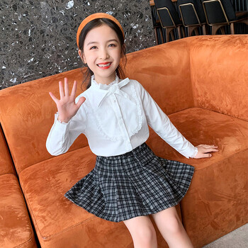 jk制服套装小女孩学院风2021新款秋季儿童百褶裙子衬衫两件套白色110