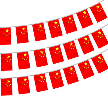 国庆装饰小国旗手持手摇旗中国串旗吊旗小红旗串旗旗装饰7号8号小国旗