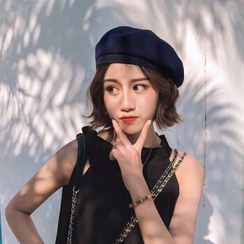 思美境帽子女春夏贝雷帽英伦时尚网红款日系s风复古百搭秋季画家帽子