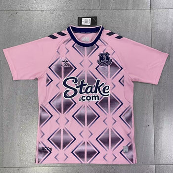 semalam22-23 埃弗顿客场新款球衣 埃佛顿最新粉色短袖足球服 客场
