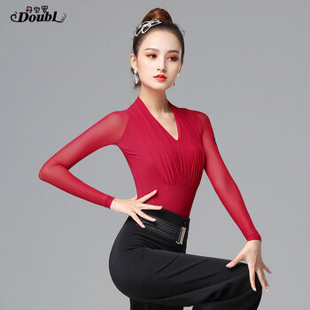 铭汇通丹宝罗跳交谊舞网红拉丁舞服上衣女练功服国标舞摩贝蒂丹保罗