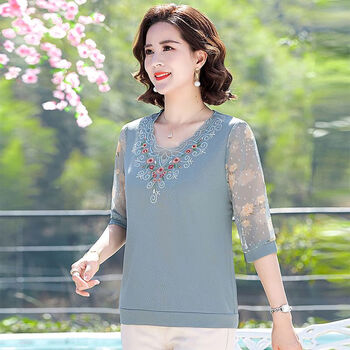 吟咛夕母亲节礼物实用送妈妈衣服年轻装夏中袖t恤40岁50洋气上衣中