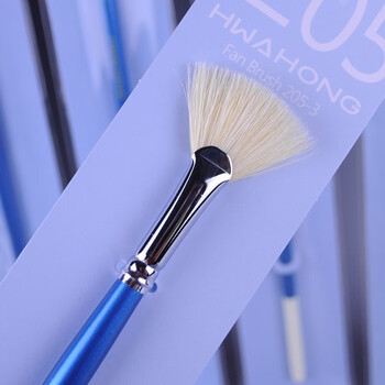 油画笔 水彩画笔 水彩笔 单支套装韩国进口205扇形画笔 华虹205#全套7