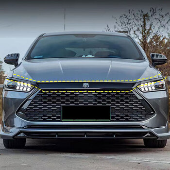 崽白比亚迪秦plusdmi黑武士改装贴膜黑化前脸保险杠熏黑车窗镀铬条秦