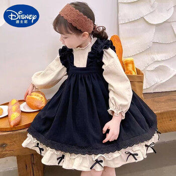 迪士尼(disney)女童秋装连衣裙2022新款儿童洛丽塔公主裙女宝宝洋气