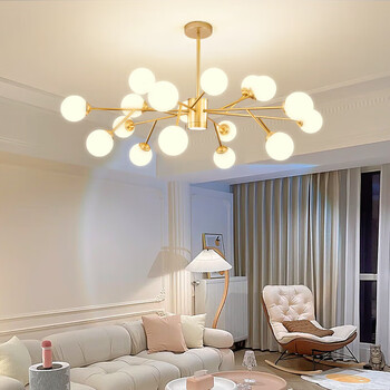 魔豆灯轻奢客厅吊灯创意现代简约餐厅灯北欧大气家端庄潮流 9 1头金色