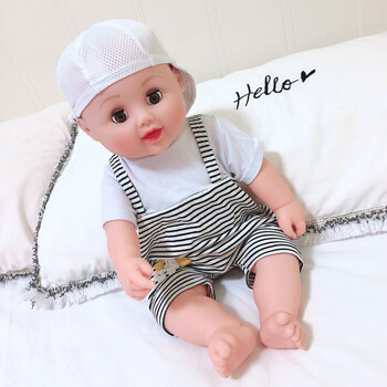 会说话的仿真娃娃全软胶婴儿假洋娃娃硅胶女孩小宝宝公仔布玩具 黑色