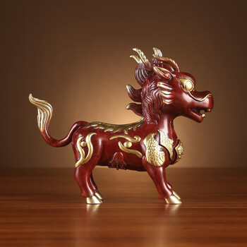 莱杉彩铜瑞兽萌版麒麟摆件家居装饰品客厅办公室创意装饰品摆件彩铜铜