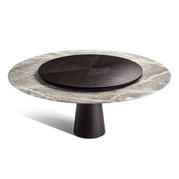 意大利大理石餐桌家用轻奢现代简约圆形饭桌意式高档定制客厅吃饭桌子