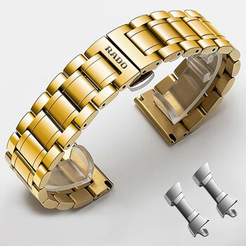 钢带原装库克船长钻霸晶萃蝴蝶扣rado男女表链20mm 雷达精钢金色表带