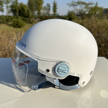 电动车头盔男女士轻便四季通用半盔保暖全盔安全帽 白色夏季透明头 