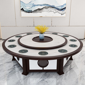 帝兰慕 带电磁炉的餐桌转盘火锅桌子电磁炉一体一人一锅火锅桌商用