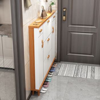 鞋柜日式日式翻斗鞋柜家用门口入户玄关柜一体2022新款实木腿鞋架鞋柜