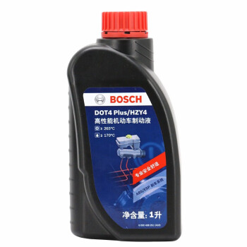 博世(BOSCH) DOT4 plus升级版刹车油 制动液/离合器油 塑料桶装 通用型(干沸点265℃/湿沸点170℃)一升装