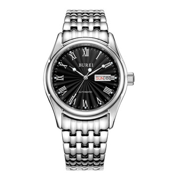 宝梭(burei)男士商务全自动机械表休闲男士防水休闲男表 黑色