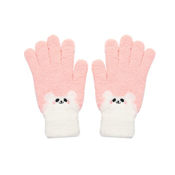 tutuanna女款卡通头像秋冬保暖手套可爱分指手套88032509均码
