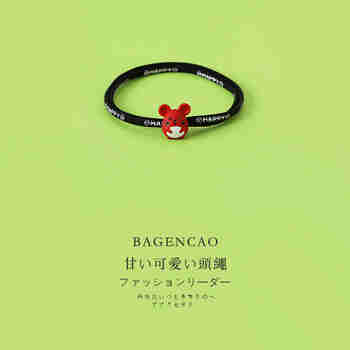 芭根草（bagencao）小恐龙发绳卡通发圈网红女绳个性可爱橡皮筋扎头发皮套儿童头饰品 小老鼠款黑色 #0