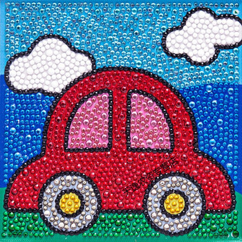 马赛克diy手工贴砖石贴画新款粘贴画六一礼物 小汽车【15*15cm带框】