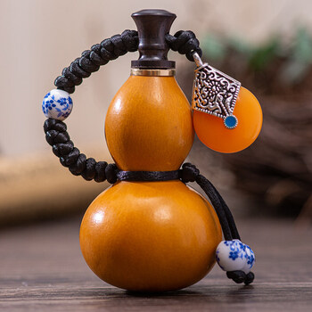 小葫芦把件 开口小酒葫芦挂件迷你随身装药丸天然手把件便携文玩包浆