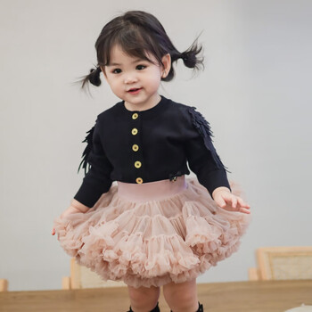 摩佧维哆儿童半身裙宝宝tutu裙女童生日公主裙蓬蓬裙短裙深灰色洋奶茶